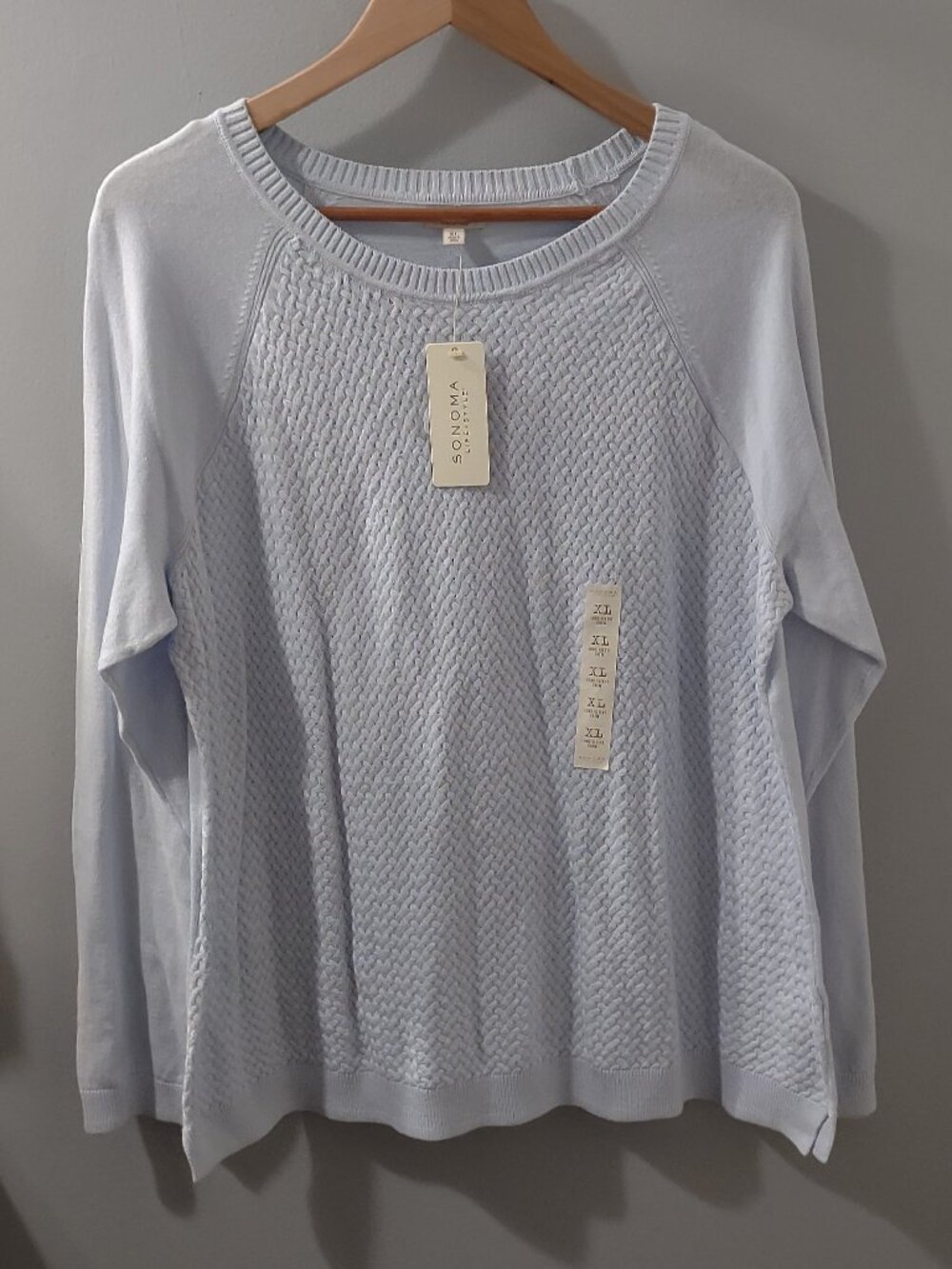 Sonoma Life + Style Basket Weave Blue Pullover Sweater Size XL Cotton Nylon